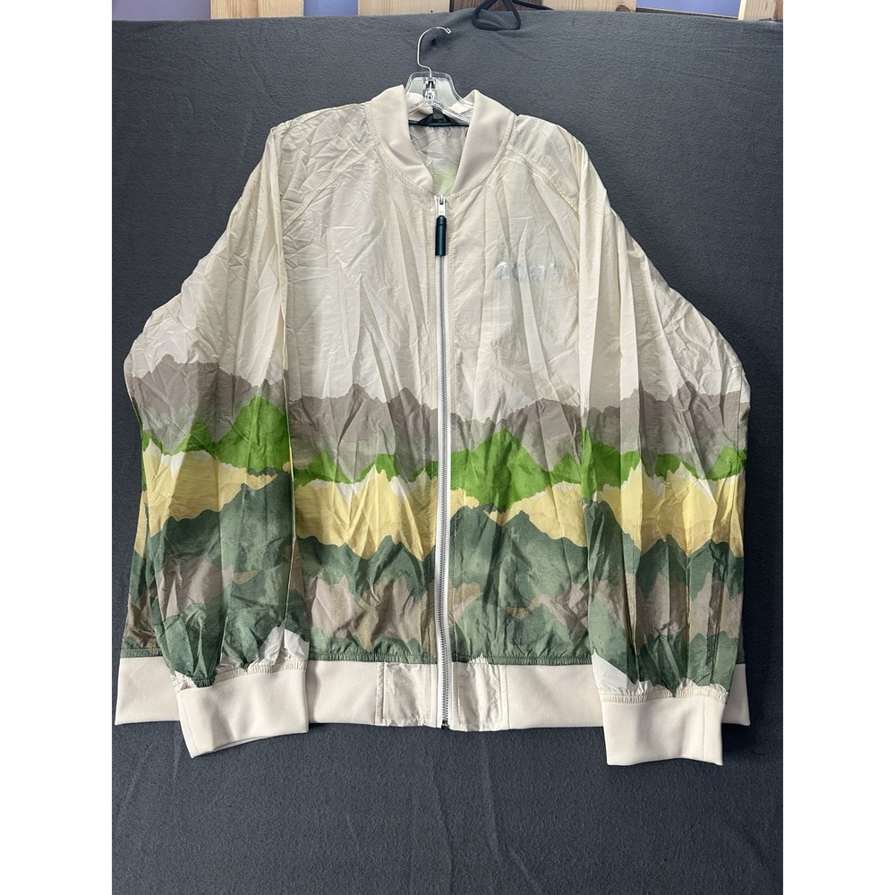 Houston White Target‎ Mountain Print Nylon Zip Jacket Men's XXL 2007 Cream Green